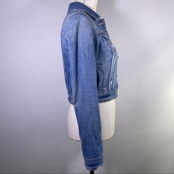 AMERICAN Eagle Studded Distressed Denim Jacket - Picture 10 of 14